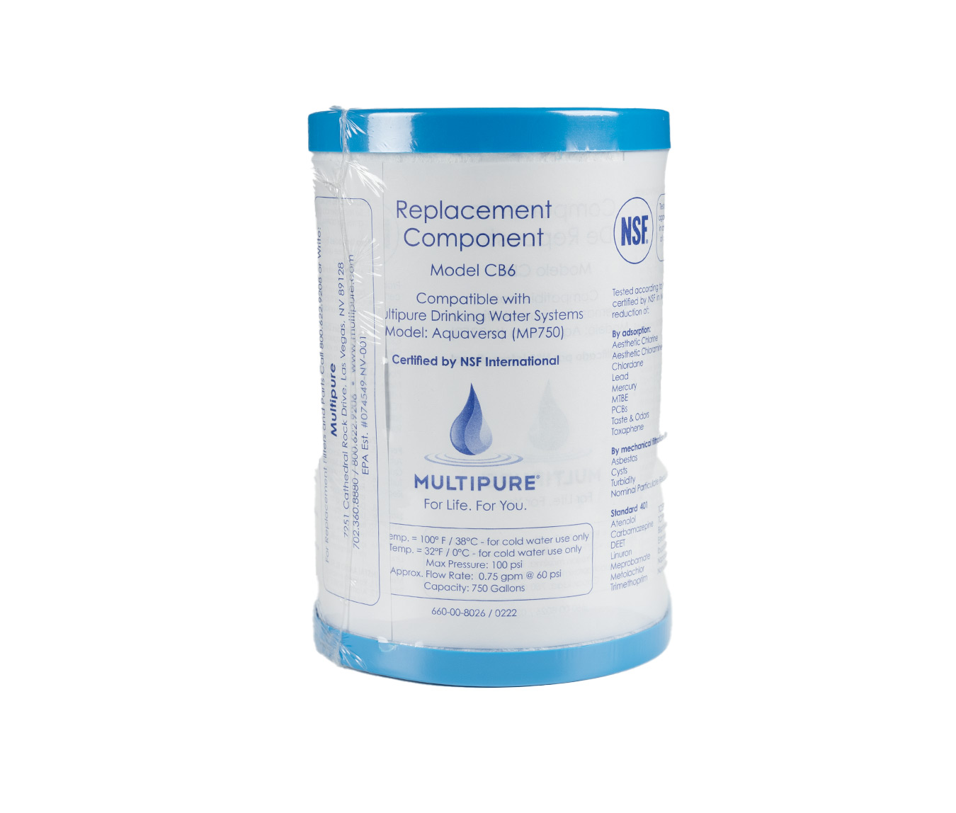 MULTIPURE®  CB-6  ORYGINALNY FILTR WYMIENNY DO AQUAVERSA  MP 750